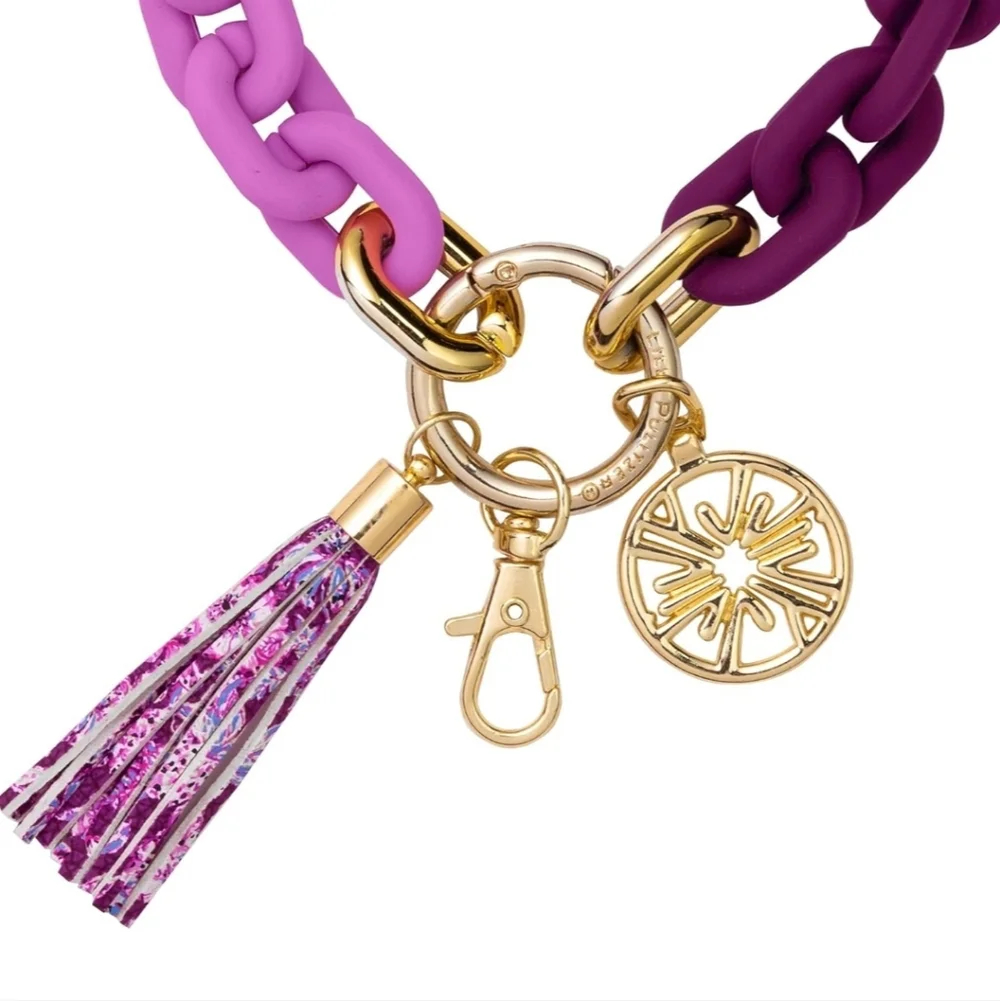 Lilly Pulitzer Purple-to-Pink Ombre Chain Keyring Bracelet- Amarena Cherry - Picture 8 of 8
